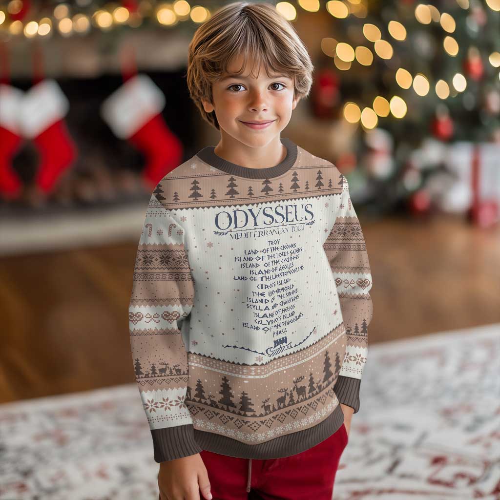 Odysseus Mediterranean Tour Ugly Christmas Sweater Funny Greek Mythology Ancient History Graphic TS02 Mocha Mousse Print Your Wear