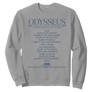 Odysseus Mediterranean Tour Sweatshirt Funny Greek Mythology Ancient History Graphic TS02 Sport Gray Print Your Wear