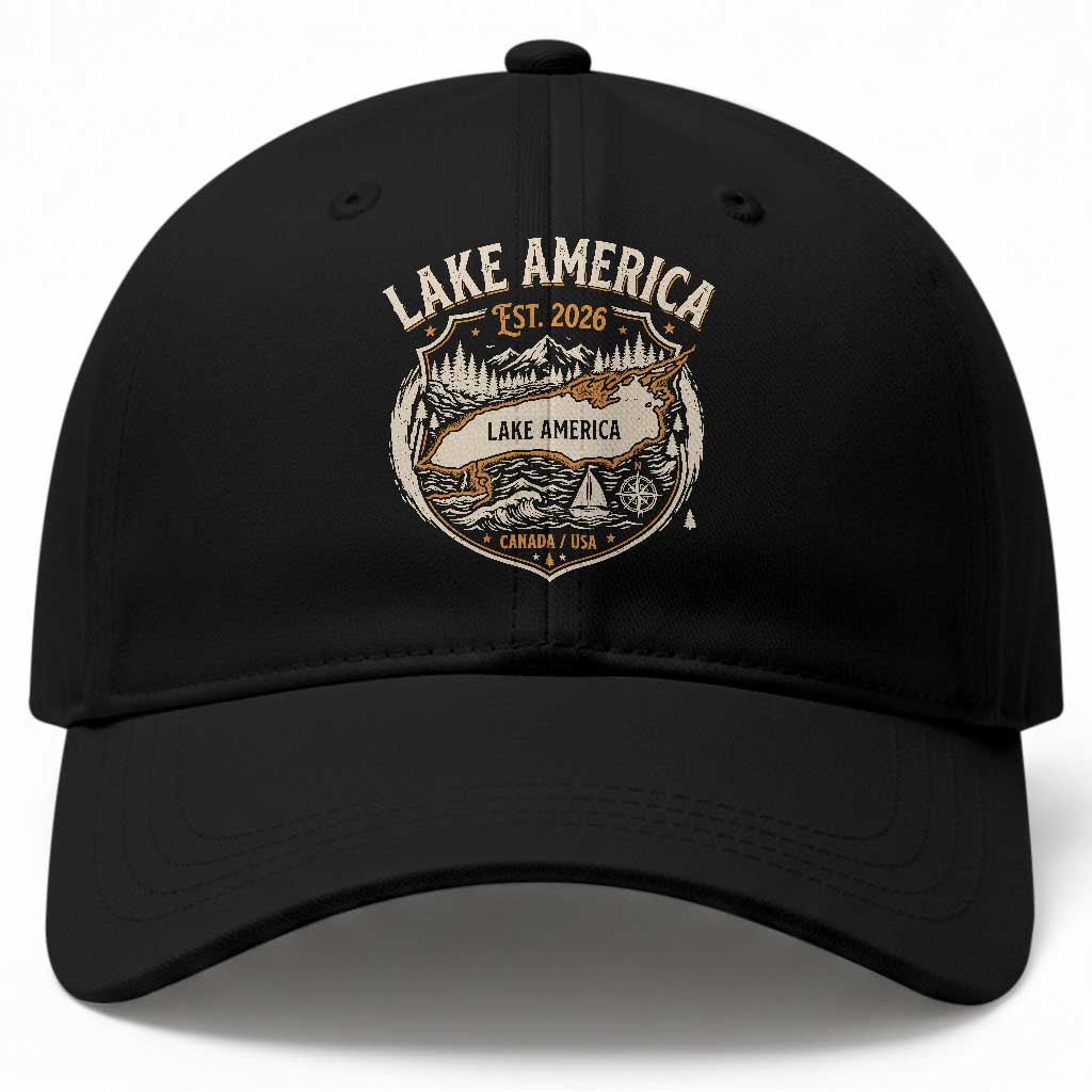 Lake America Est 2026 Outdoor Crest Graphic Baseball Cap Lake Life Boating Adventure Vacation Souvenir TS02