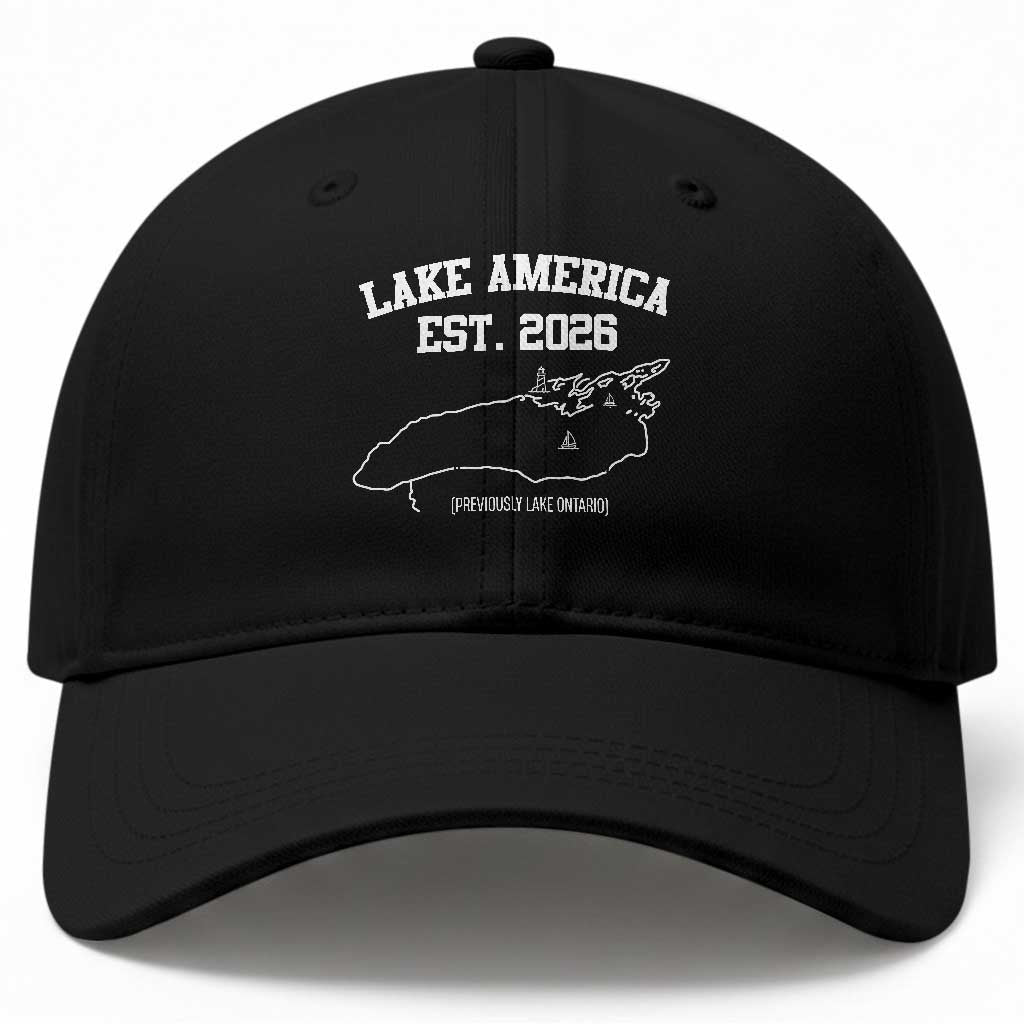 Lake America Est 2026 Previously Lake Ontario Satire Baseball Cap Funny Minimalist Map Graphic Boating Gift TS02