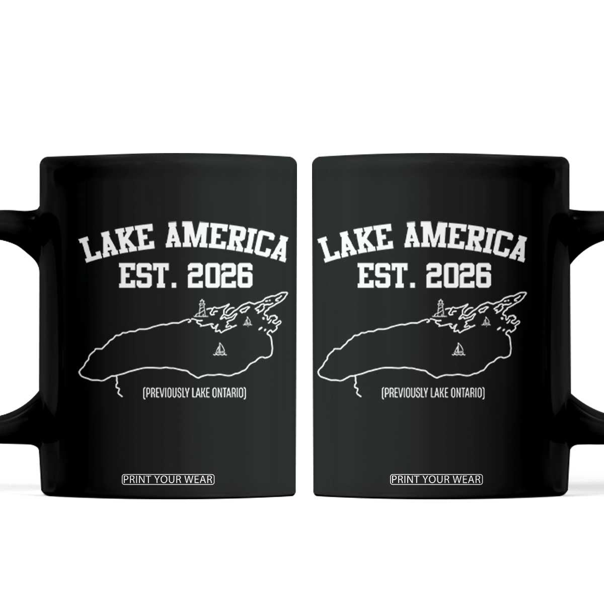 Lake America Est 2026 Previously Lake Ontario Satire Coffee Mug Funny Minimalist Map Graphic Boating Gift