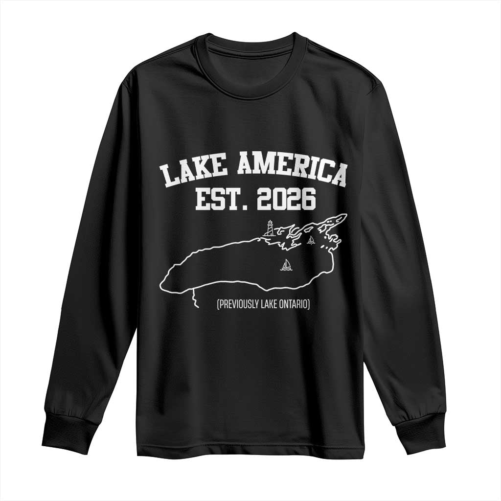 Lake America Est 2026 Previously Lake Ontario Satire Long Sleeve Shirt Funny Minimalist Map Graphic Boating Gift