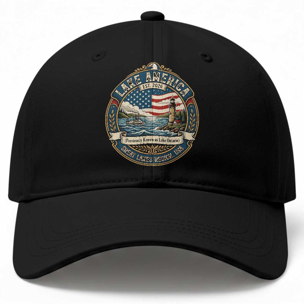 Lake America Est 2026 Vintage Lighthouse and Steamboat Baseball Cap Patriotic Great Lakes Region Gift