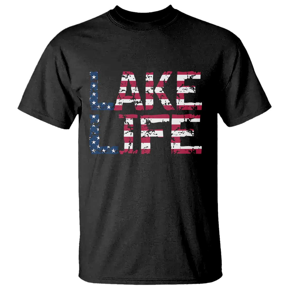 Lake Life Patriotic American Flag T Shirt Vintage Distressed Graphic Summer Lake House Vacation Gift