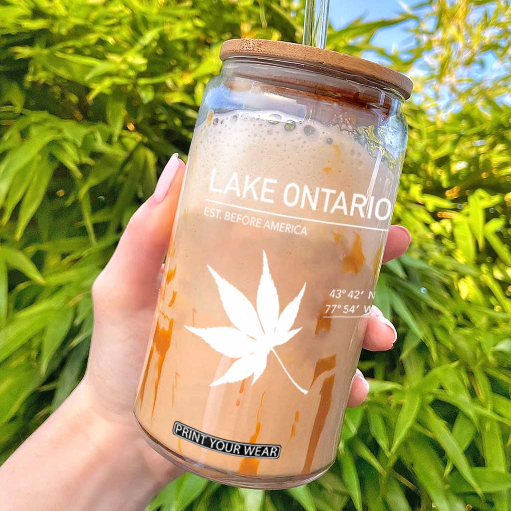 Lake Ontario Est Before America Satire Glass Can Funny Lake Life Modern Minimalist Outdoor Travel Gift