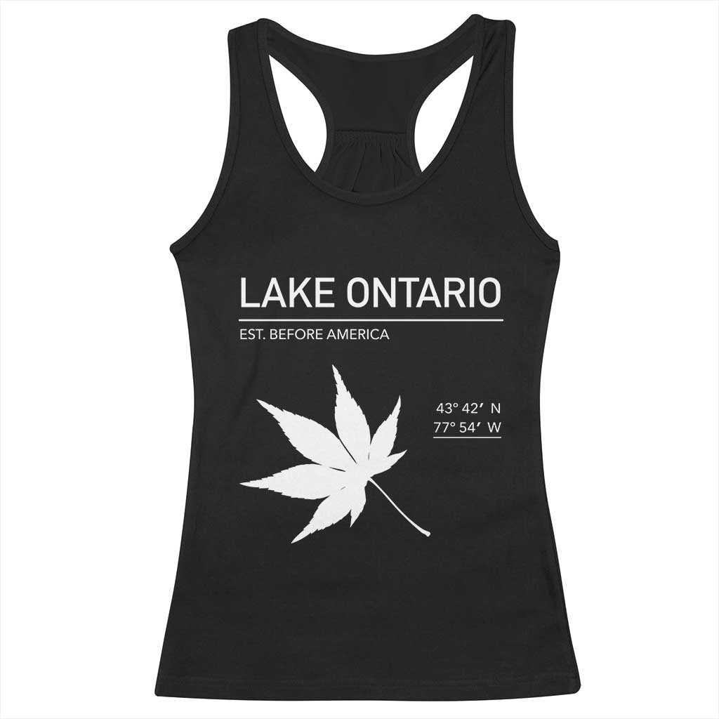 Lake Ontario Est Before America Satire Racerback Tank Top Funny Lake Life Modern Minimalist Outdoor Travel Gift