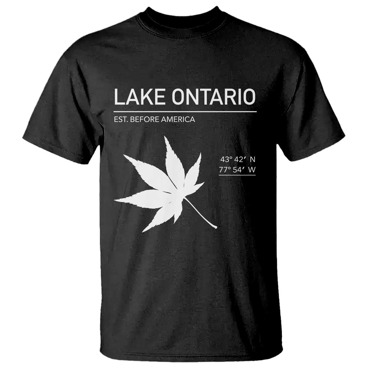 Lake Ontario Est Before America Satire T Shirt Funny Lake Life Modern Minimalist Outdoor Travel Gift