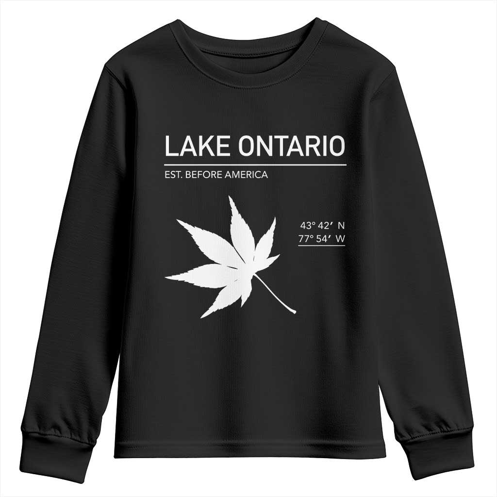 Lake Ontario Est Before America Satire Youth Sweatshirt Funny Lake Life Modern Minimalist Outdoor Travel Gift