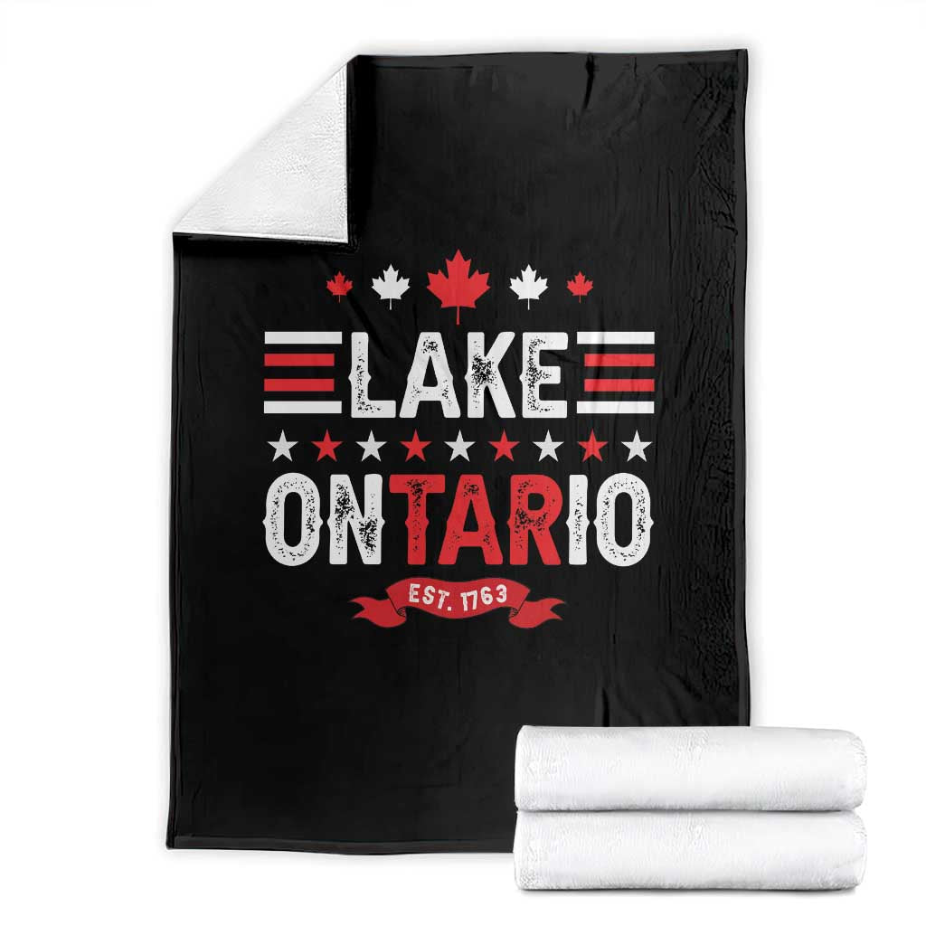 Lake Ontario Est 1763 Maple Leaf Throw Blanket Patriotic Great Lakes Trip Souvenir