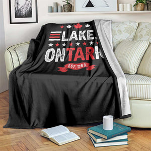 Lake Ontario Est 1763 Maple Leaf Throw Blanket Patriotic Great Lakes Trip Souvenir