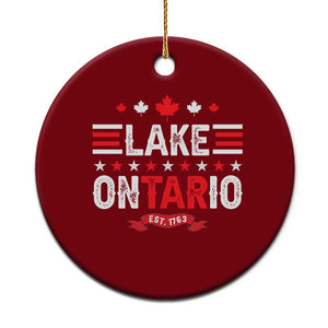 Lake Ontario Est 1763 Maple Leaf Ceramic Ornament Patriotic Great Lakes Trip Souvenir
