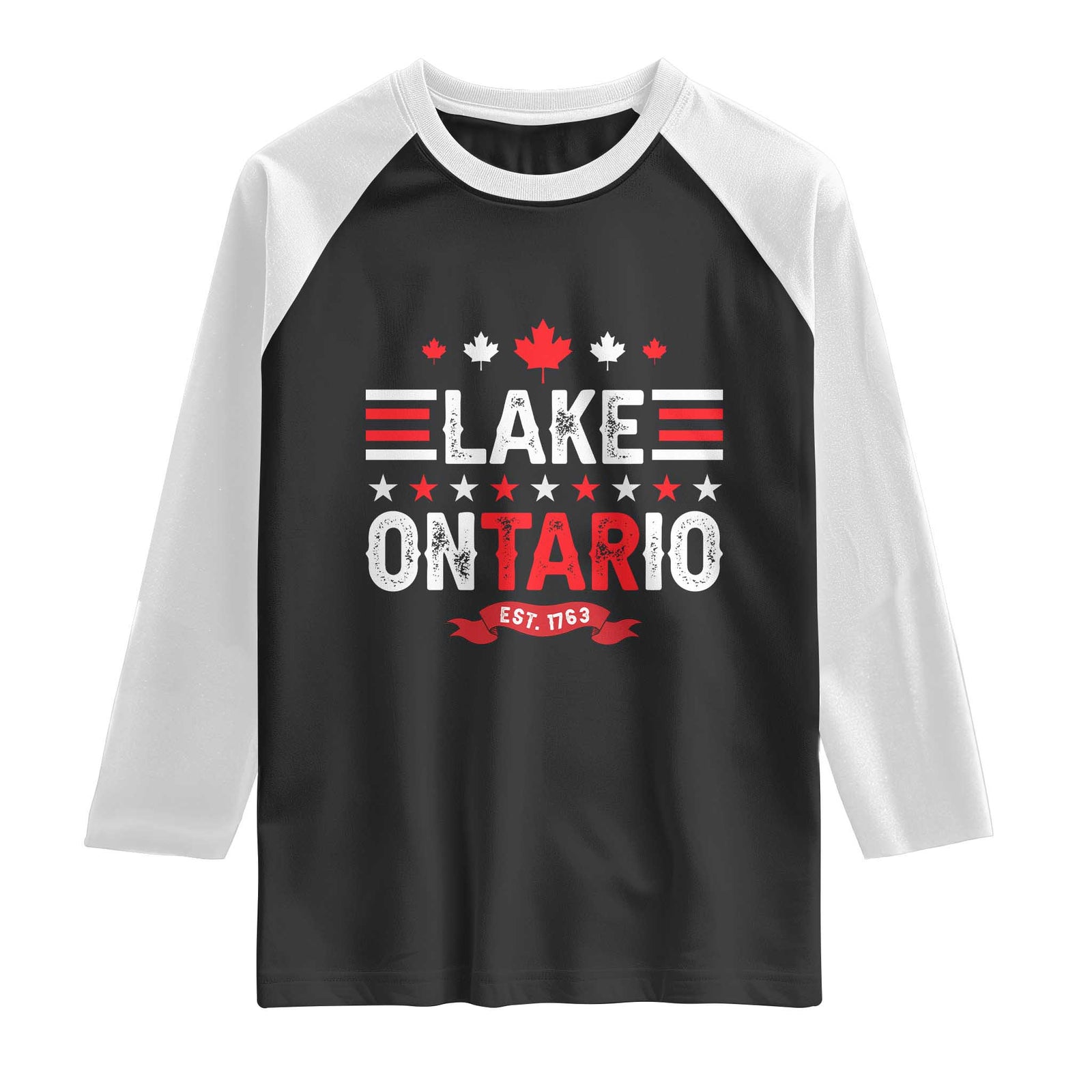 Lake Ontario Est 1763 Maple Leaf Raglan Shirt Patriotic Great Lakes Trip Souvenir
