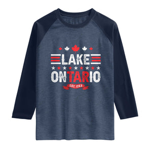 Lake Ontario Est 1763 Maple Leaf Raglan Shirt Patriotic Great Lakes Trip Souvenir