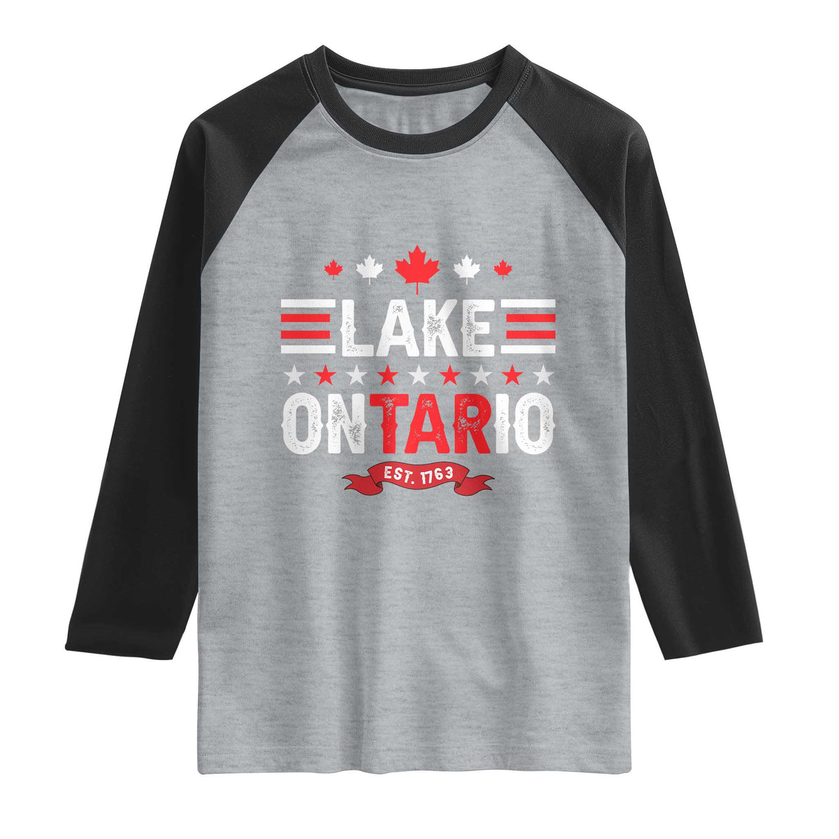 Lake Ontario Est 1763 Maple Leaf Raglan Shirt Patriotic Great Lakes Trip Souvenir