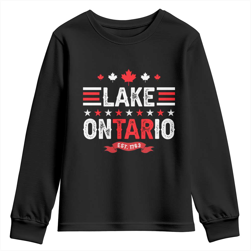 Lake Ontario Est 1763 Maple Leaf Youth Sweatshirt Patriotic Great Lakes Trip Souvenir