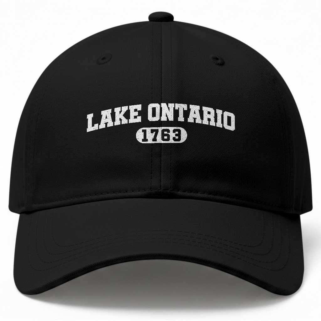Lake Ontario 1763 Athletic Block Varsity Style Baseball Cap Classic Great Lakes Vacation Souvenir