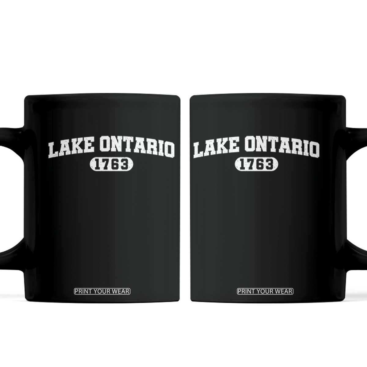 Lake Ontario 1763 Athletic Block Varsity Style Coffee Mug Classic Great Lakes Vacation Souvenir