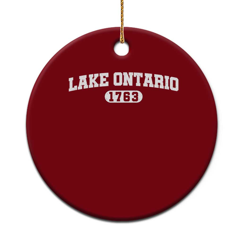 Lake Ontario 1763 Athletic Block Varsity Style Ceramic Ornament Classic Great Lakes Vacation Souvenir