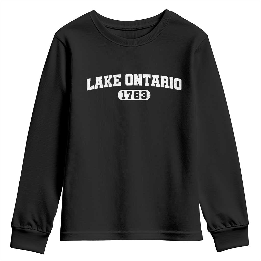 Lake Ontario 1763 Athletic Block Varsity Style Youth Sweatshirt Classic Great Lakes Vacation Souvenir