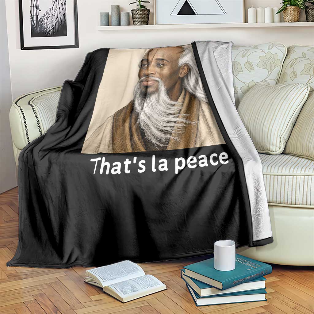 Thats La Peace Wise Sage Meme Throw Blanket Ancient Zen Master Chill Inner Calm Sketch Art Graphic