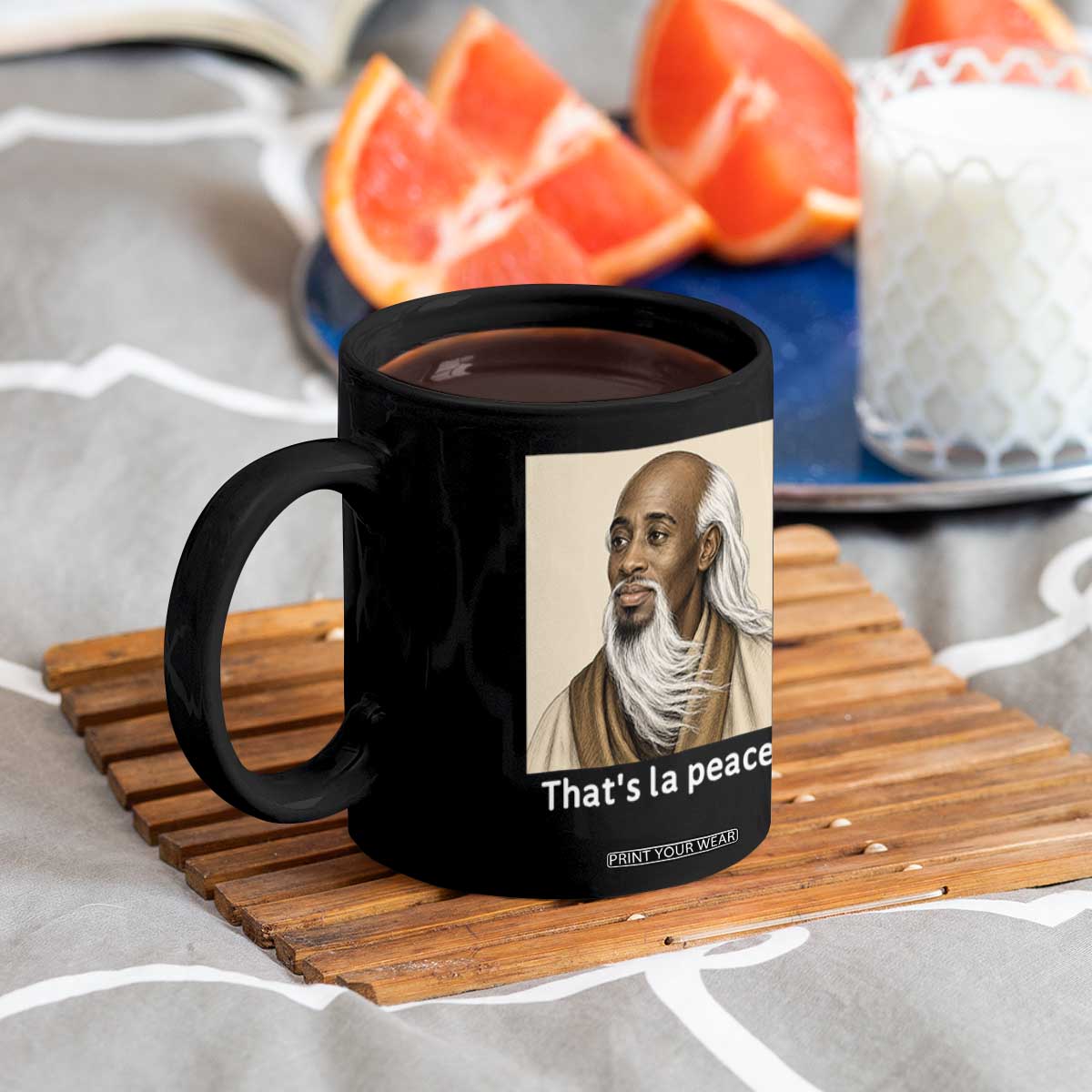 Thats La Peace Wise Sage Meme Coffee Mug Ancient Zen Master Chill Inner Calm Sketch Art Graphic