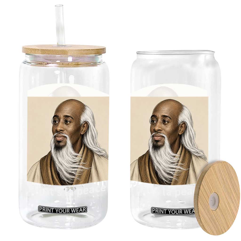 Thats La Peace Wise Sage Meme Glass Can Ancient Zen Master Chill Inner Calm Sketch Art Graphic
