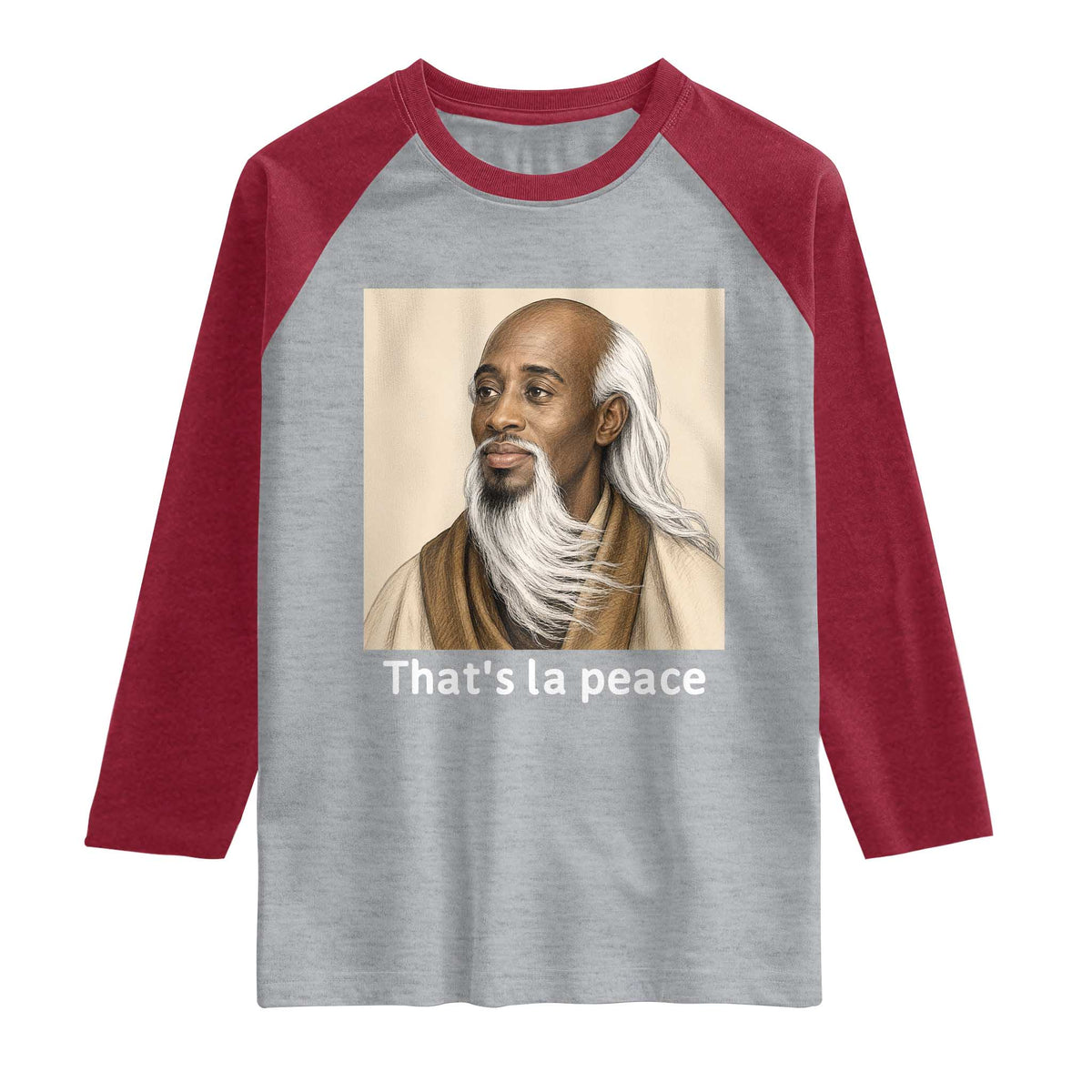 Thats La Peace Wise Sage Meme Raglan Shirt Ancient Zen Master Chill Inner Calm Sketch Art Graphic