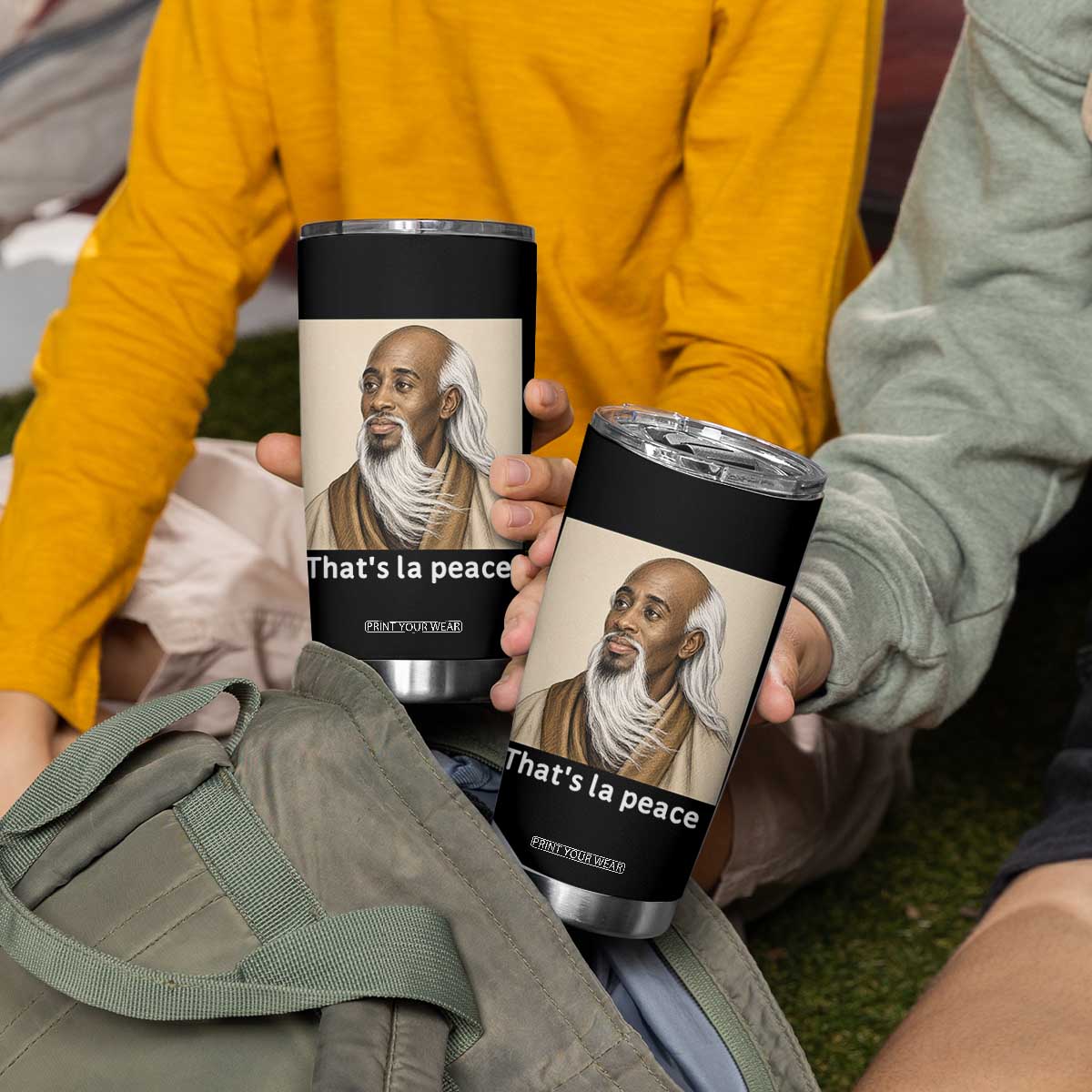Thats La Peace Wise Sage Meme Tumbler Cup Ancient Zen Master Chill Inner Calm Sketch Art Graphic