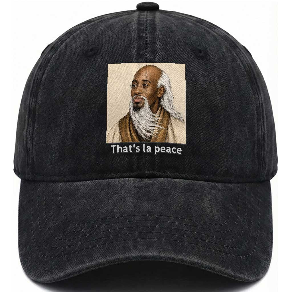 Thats La Peace Wise Sage Meme Washed Cotton Baseball Cap Ancient Zen Master Chill Inner Calm Sketch Art Graphic