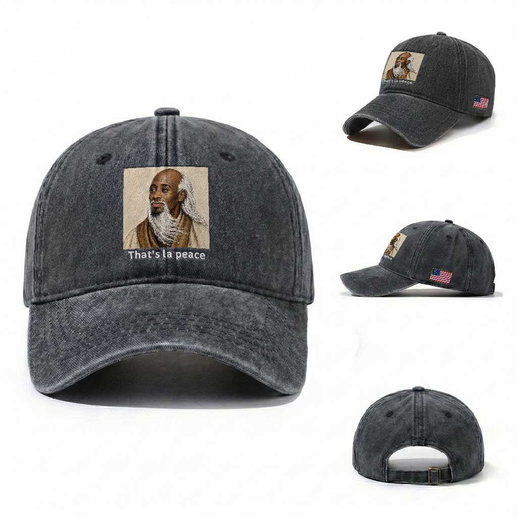Thats La Peace Wise Sage Meme Washed Cotton Baseball Cap Ancient Zen Master Chill Inner Calm Sketch Art Graphic