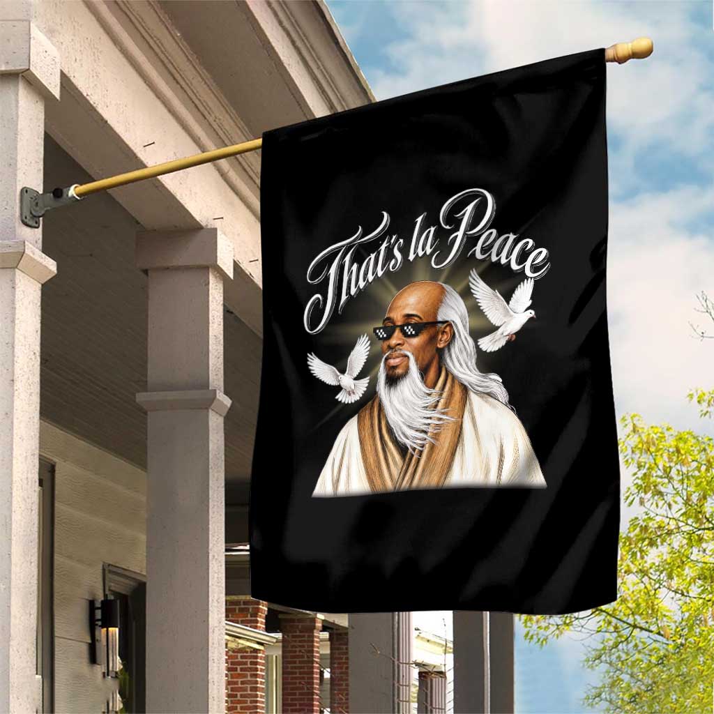 Thats La Peace Thug Life Wise Sage Meme Garden Flag Vintage Ancient Zen Master Peace Dove Bootleg Graphic