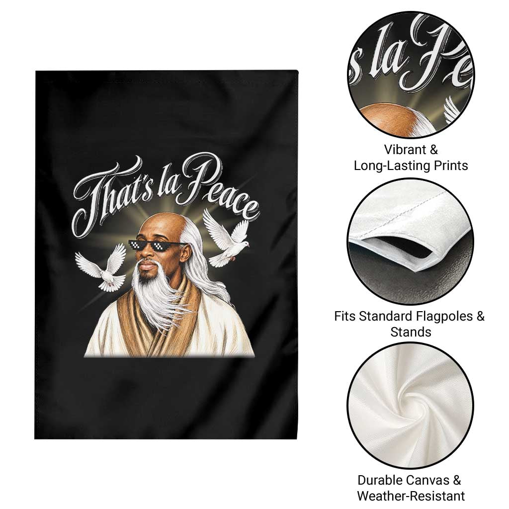 Thats La Peace Thug Life Wise Sage Meme Garden Flag Vintage Ancient Zen Master Peace Dove Bootleg Graphic