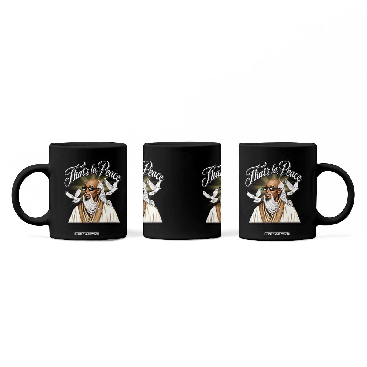 Thats La Peace Thug Life Wise Sage Meme Coffee Mug Vintage Ancient Zen Master Peace Dove Bootleg Graphic