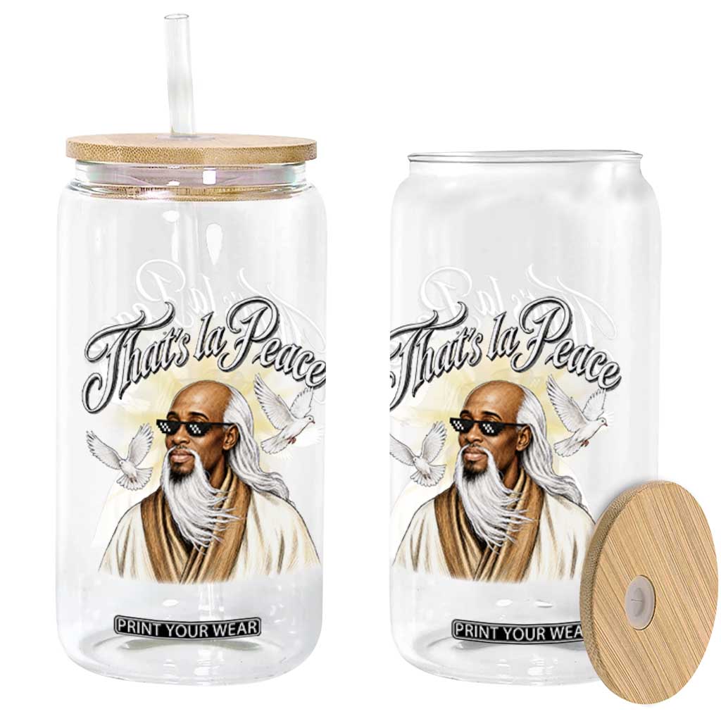 Thats La Peace Thug Life Wise Sage Meme Glass Can Vintage Ancient Zen Master Peace Dove Bootleg Graphic