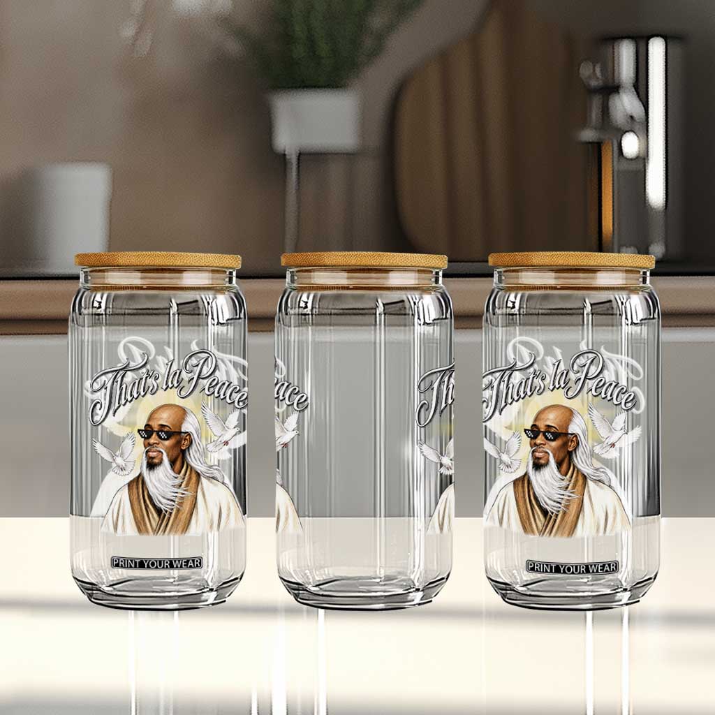 Thats La Peace Thug Life Wise Sage Meme Glass Can Vintage Ancient Zen Master Peace Dove Bootleg Graphic