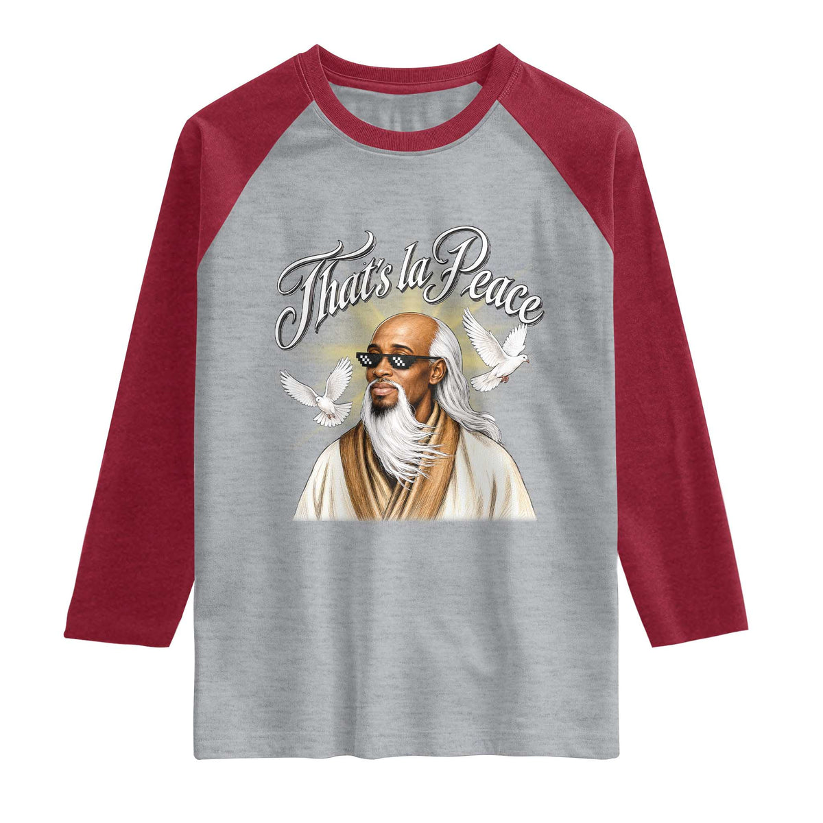 Thats La Peace Thug Life Wise Sage Meme Raglan Shirt Vintage Ancient Zen Master Peace Dove Bootleg Graphic