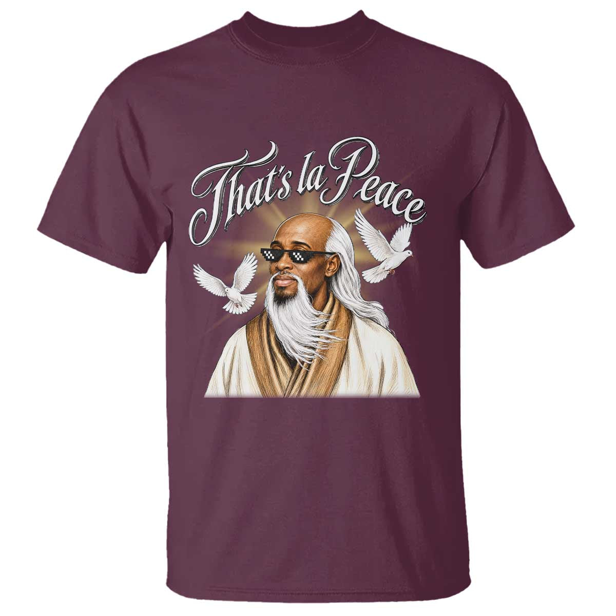 Thats La Peace Thug Life Wise Sage Meme T Shirt Vintage Ancient Zen Master Peace Dove Bootleg Graphic