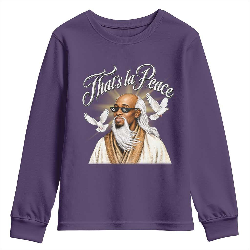 Thats La Peace Thug Life Wise Sage Meme Youth Sweatshirt Vintage Ancient Zen Master Peace Dove Bootleg Graphic