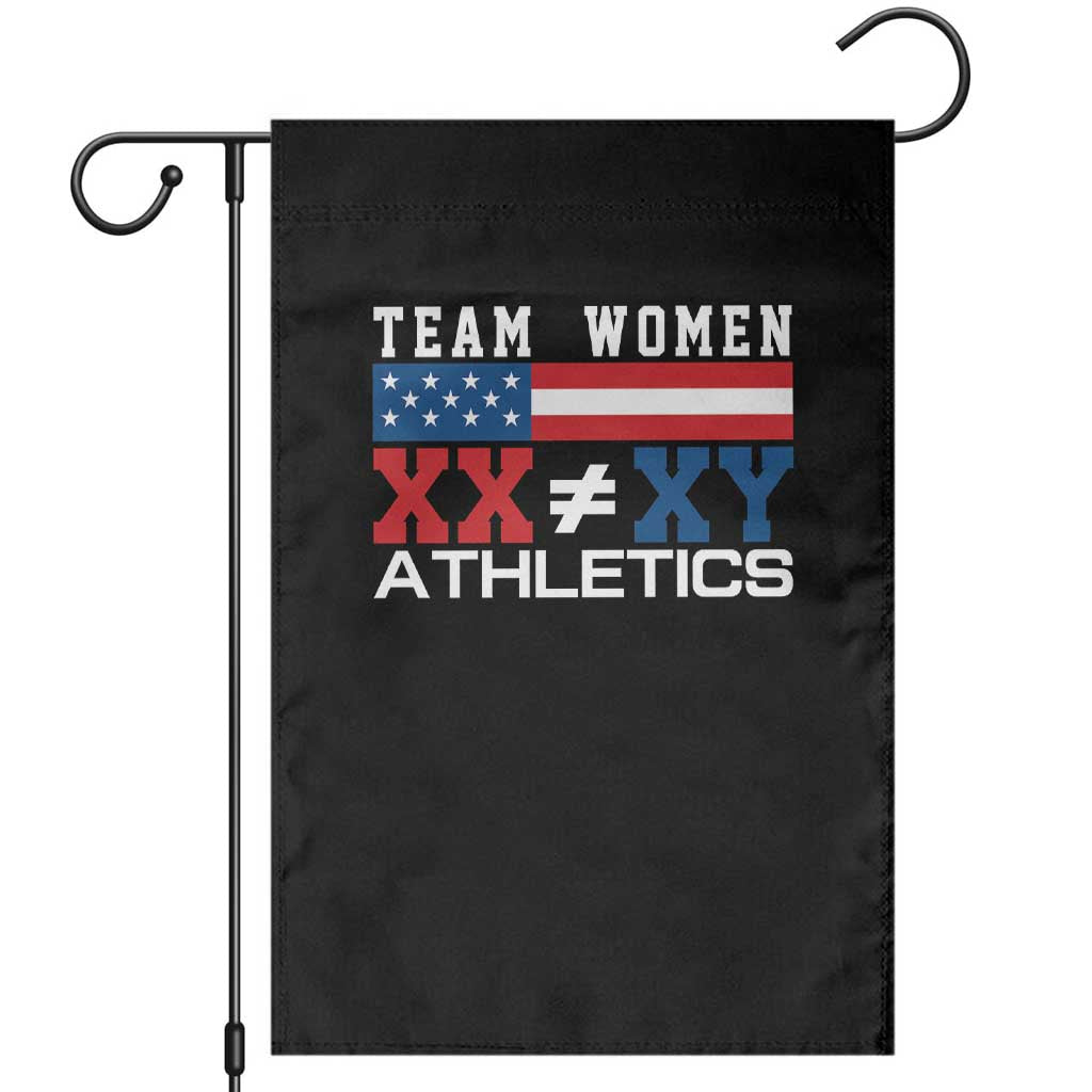 Team Women Athletics XX Not Equal XY American Flag Garden Flag Patriotic Title IX Science Graphic