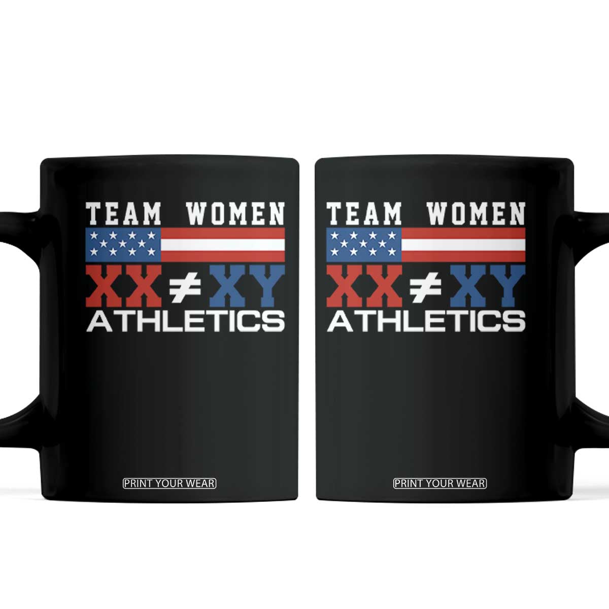 Team Women Athletics XX Not Equal XY American Flag Coffee Mug Patriotic Title IX Science Graphic