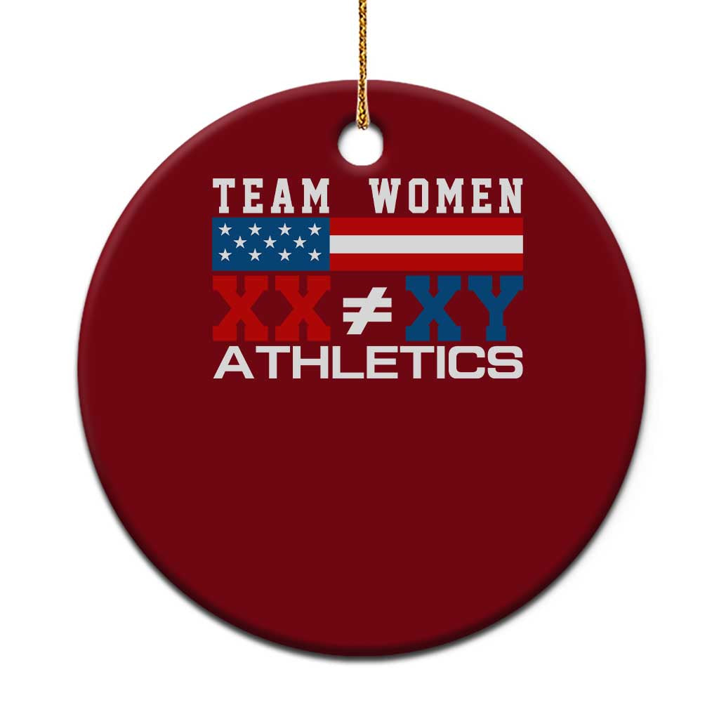 Team Women Athletics XX Not Equal XY American Flag Ceramic Ornament Patriotic Title IX Science Graphic