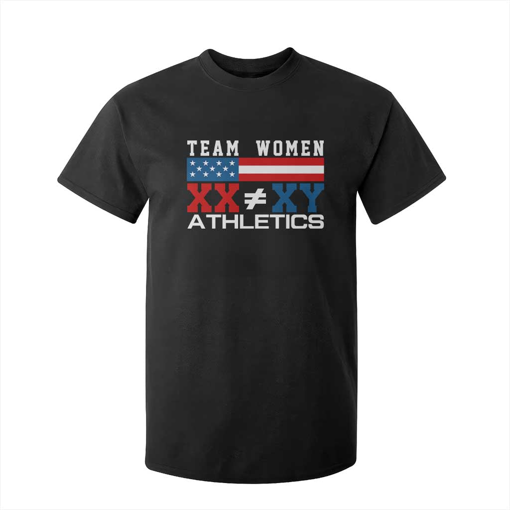 Team Women Athletics XX Not Equal XY American Flag T Shirt For Kid Patriotic Title IX Science Graphic