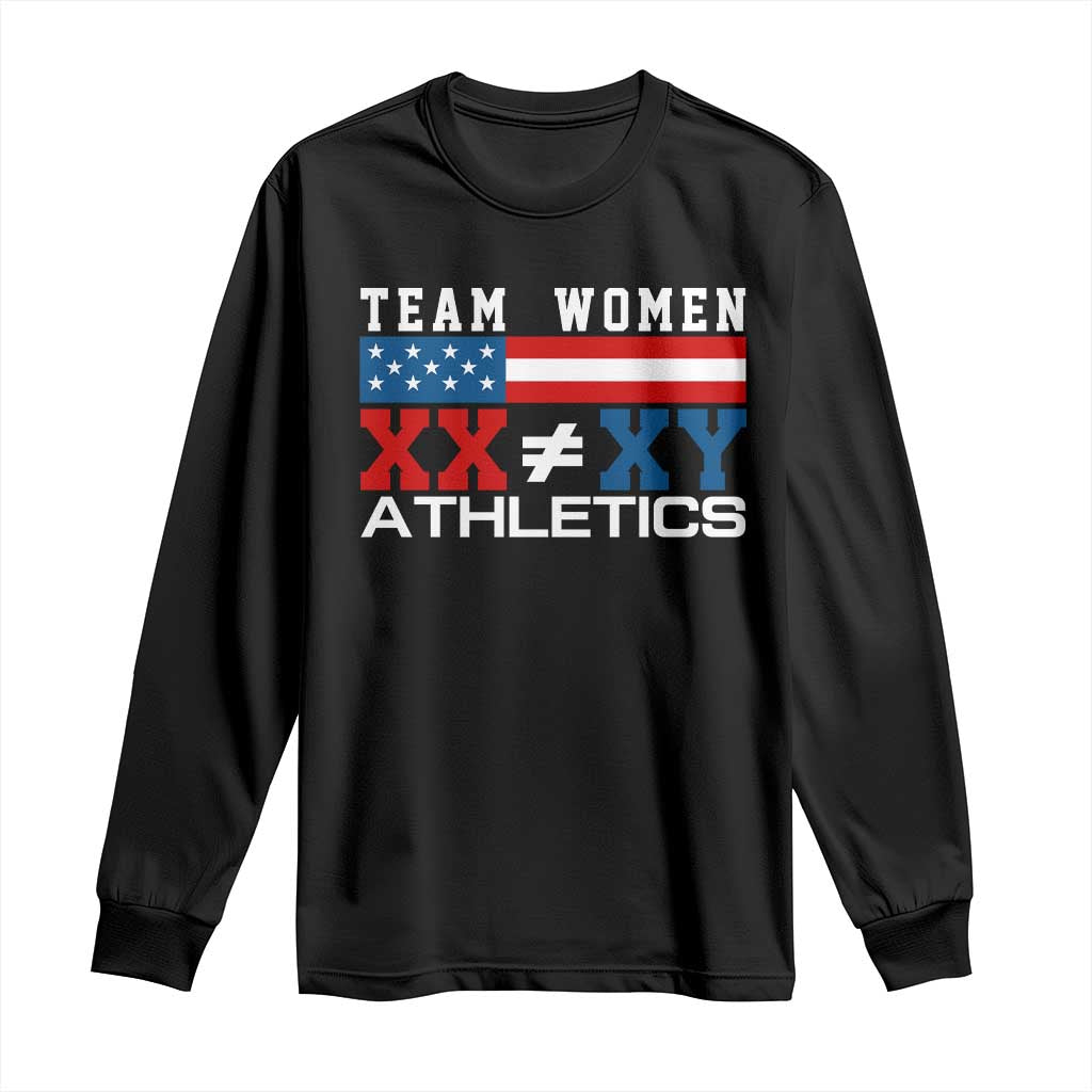 Team Women Athletics XX Not Equal XY American Flag Long Sleeve Shirt Patriotic Title IX Science Graphic
