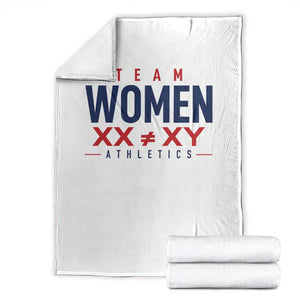 Team Women Athletics XX Not Equal XY Varsity Style Throw Blanket Title IX Science Graphic