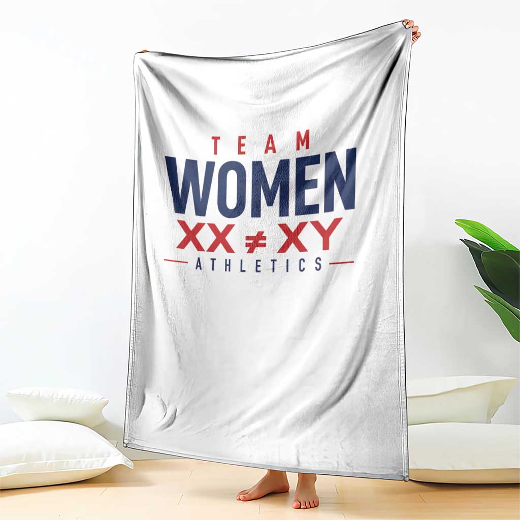 Team Women Athletics XX Not Equal XY Varsity Style Throw Blanket Title IX Science Graphic