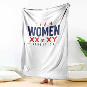 Team Women Athletics XX Not Equal XY Varsity Style Throw Blanket Title IX Science Graphic