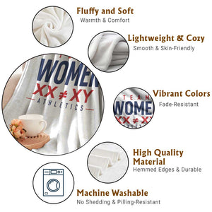 Team Women Athletics XX Not Equal XY Varsity Style Throw Blanket Title IX Science Graphic