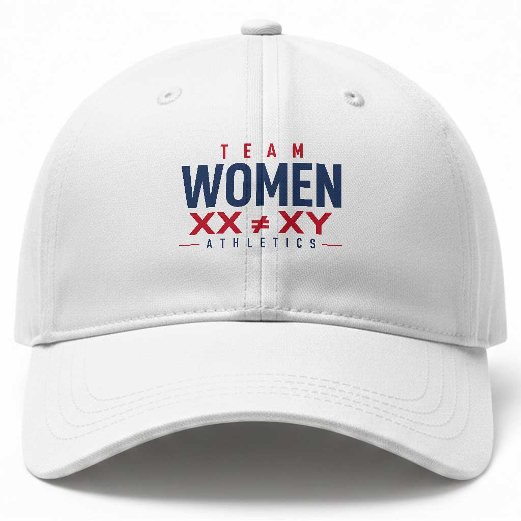 Team Women Athletics XX Not Equal XY Varsity Style Baseball Cap Title IX Science Graphic