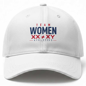Team Women Athletics XX Not Equal XY Varsity Style Baseball Cap Title IX Science Graphic