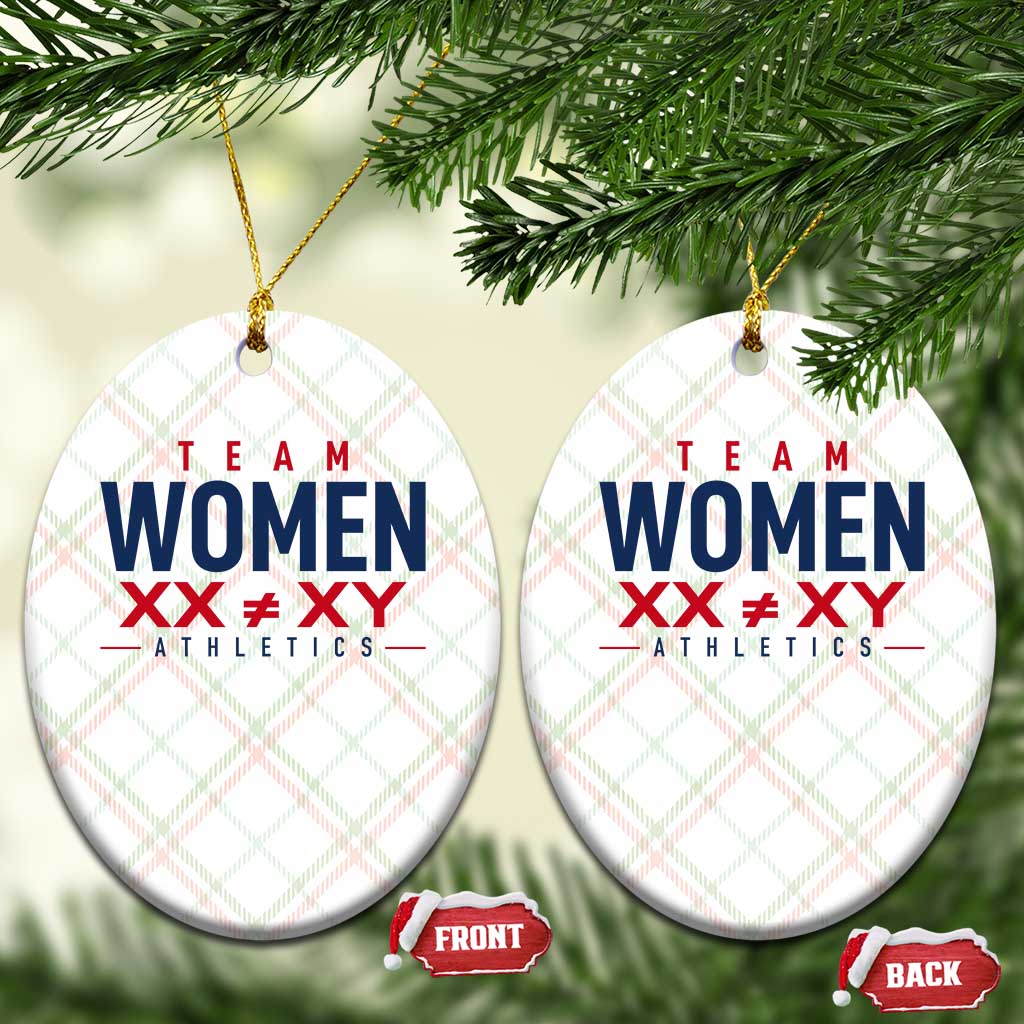 Team Women Athletics XX Not Equal XY Varsity Style Ceramic Ornament Title IX Science Graphic